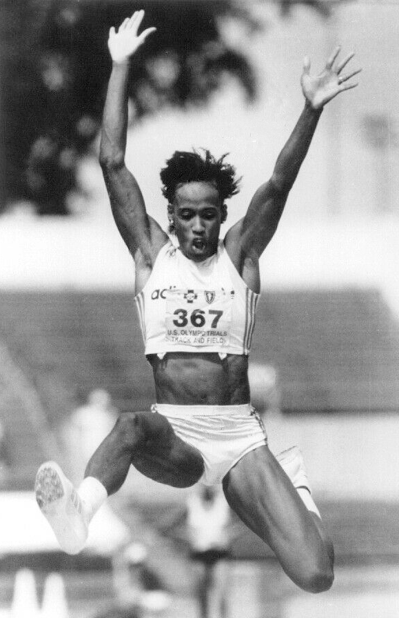 Jackie Joyner-Kersee setting a long jump record in 1988.