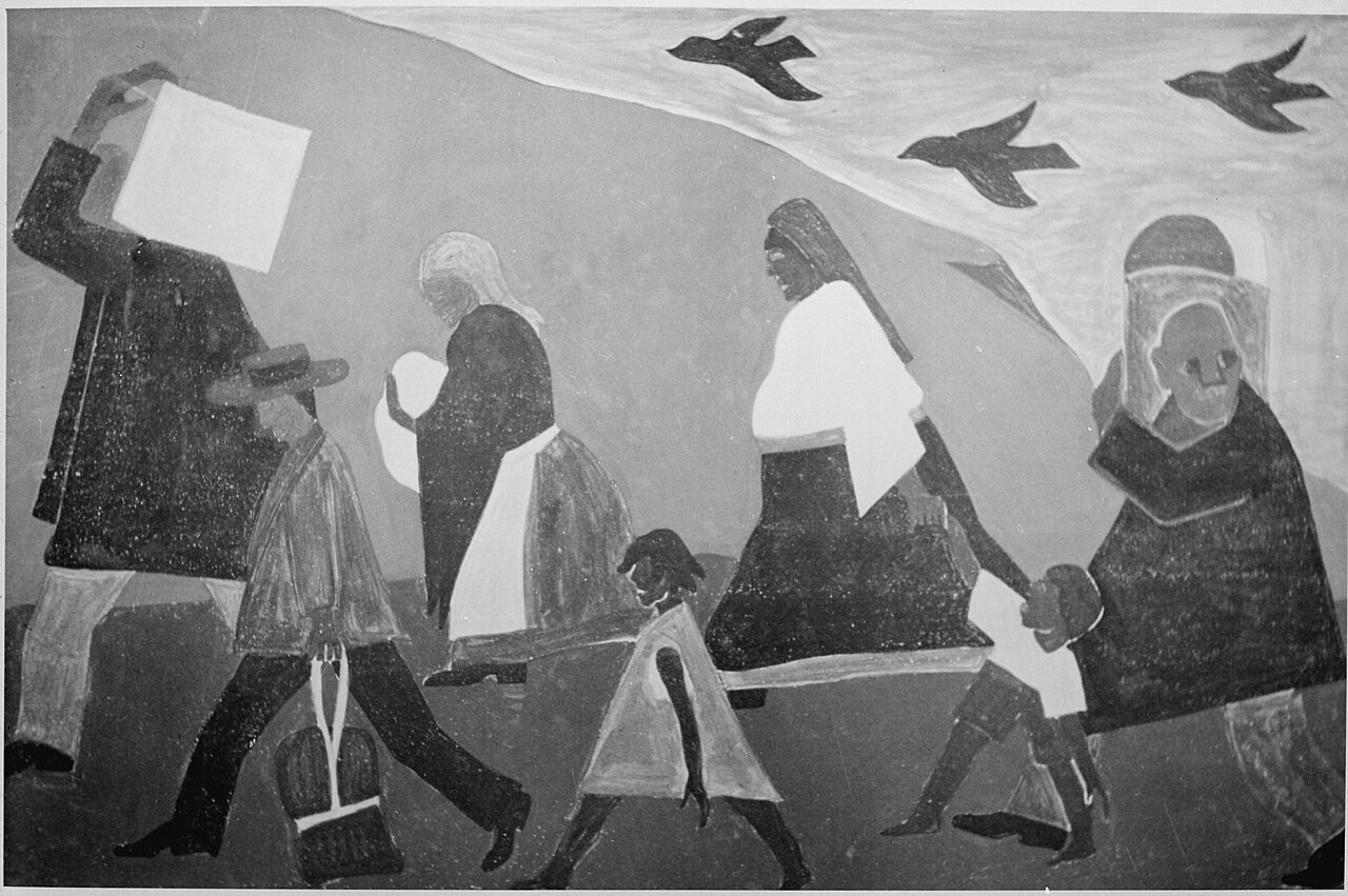 One of Jacob Lawrence's colorful paintings.
