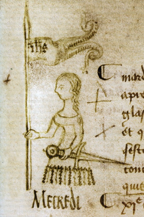 A small 1429 drawing of Joan of Arc in an old French document.