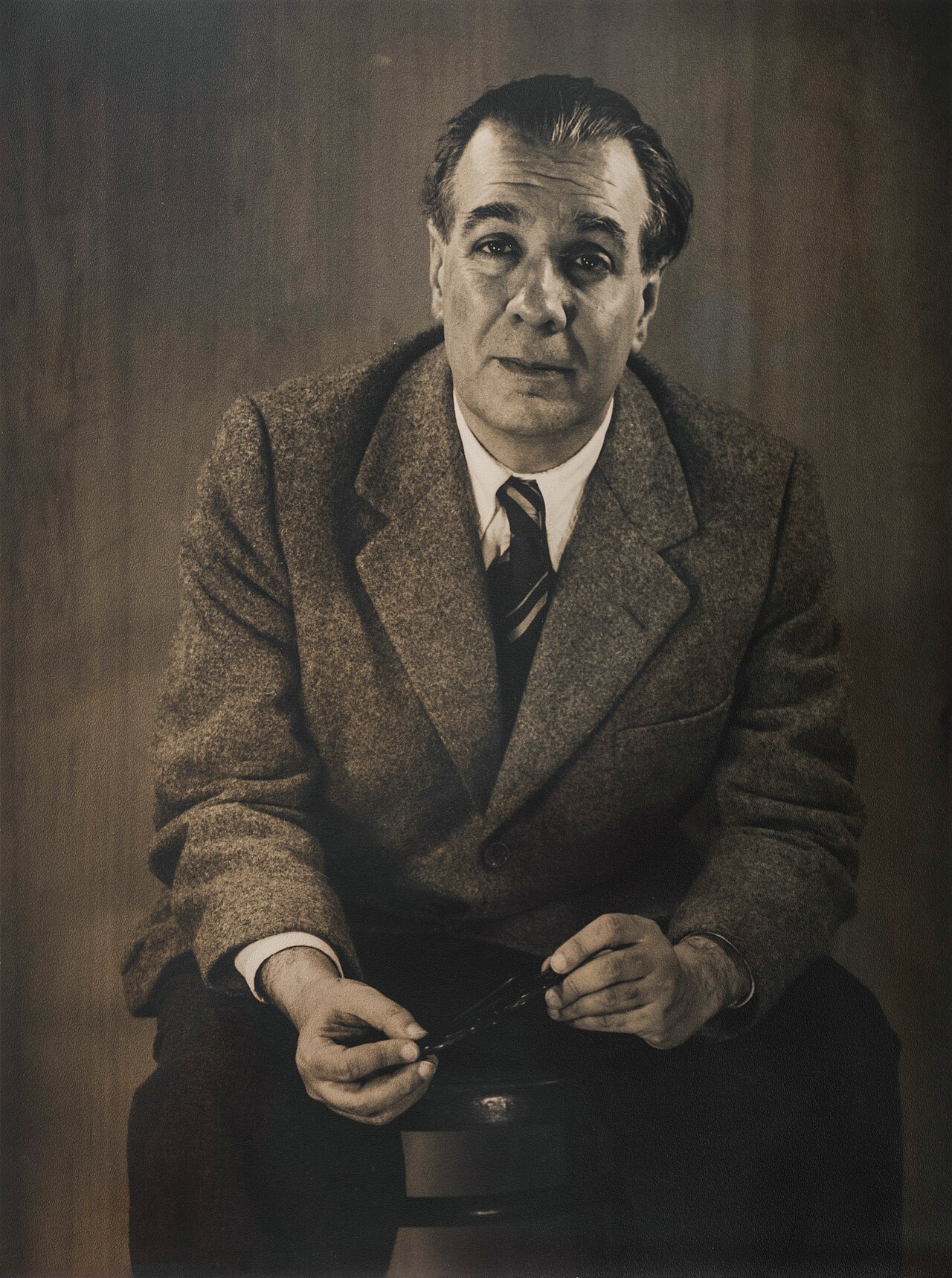 A photograph of the writer Jorge Luis Borges in 1951.