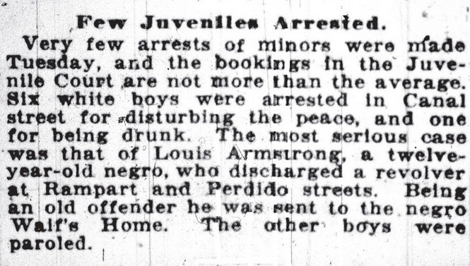 An old New Orleans newspaper mentioning a young Louis Armstrong.