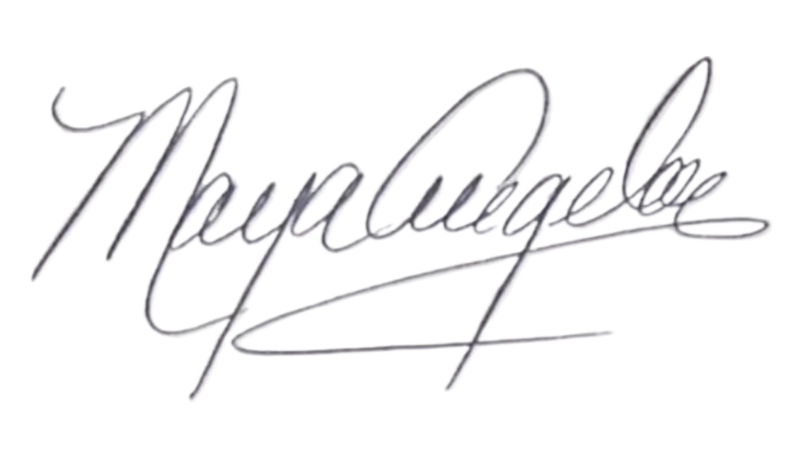 The handwritten signature of the poet Maya Angelou.