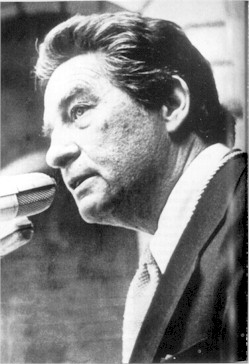A portrait of the Mexican writer Octavio Paz.