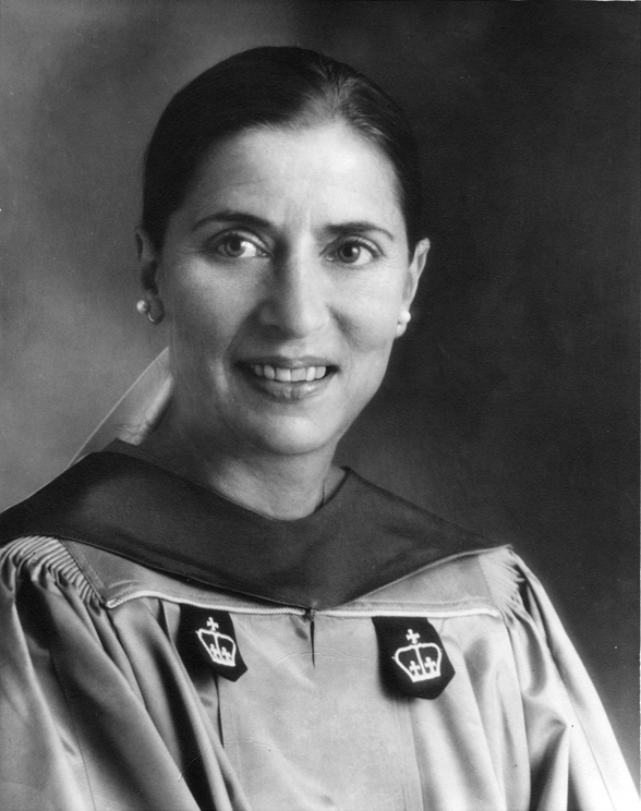 Judge Ruth Bader Ginsburg wearing her college graduation robes.