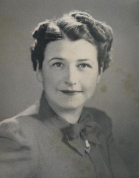 A portrait of Ruth Wakefield, inventor of the chocolate chip cookie.