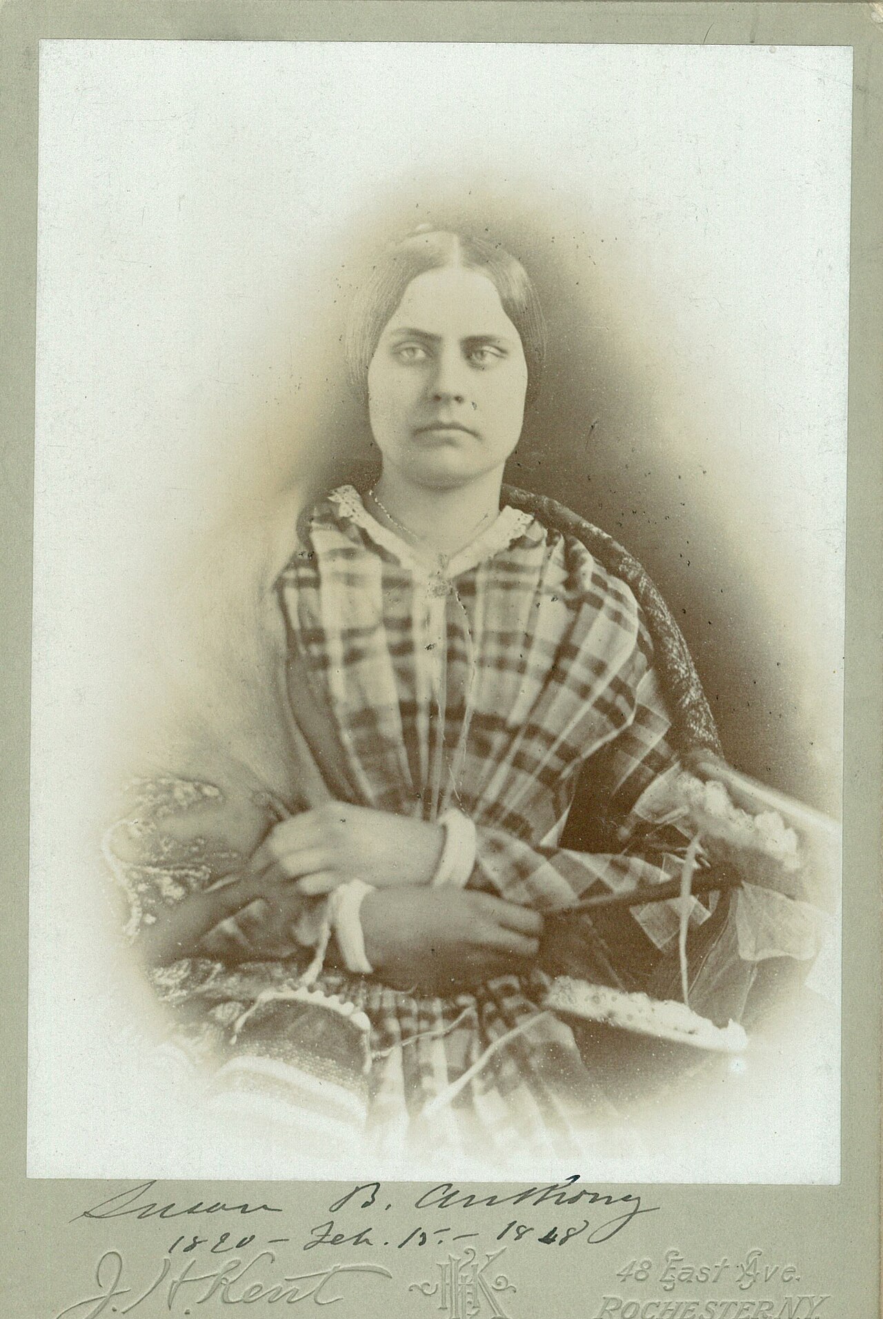 A portrait of Susan B. Anthony at age twenty-eight.