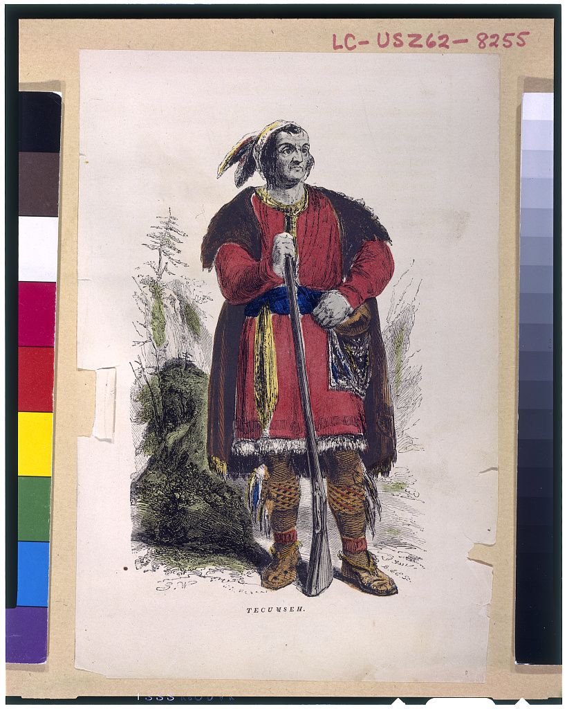 A colored drawing of the Shawnee leader Tecumseh.