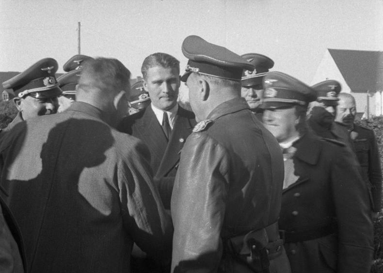 Young rocket engineer Wernher von Braun with other scientists.