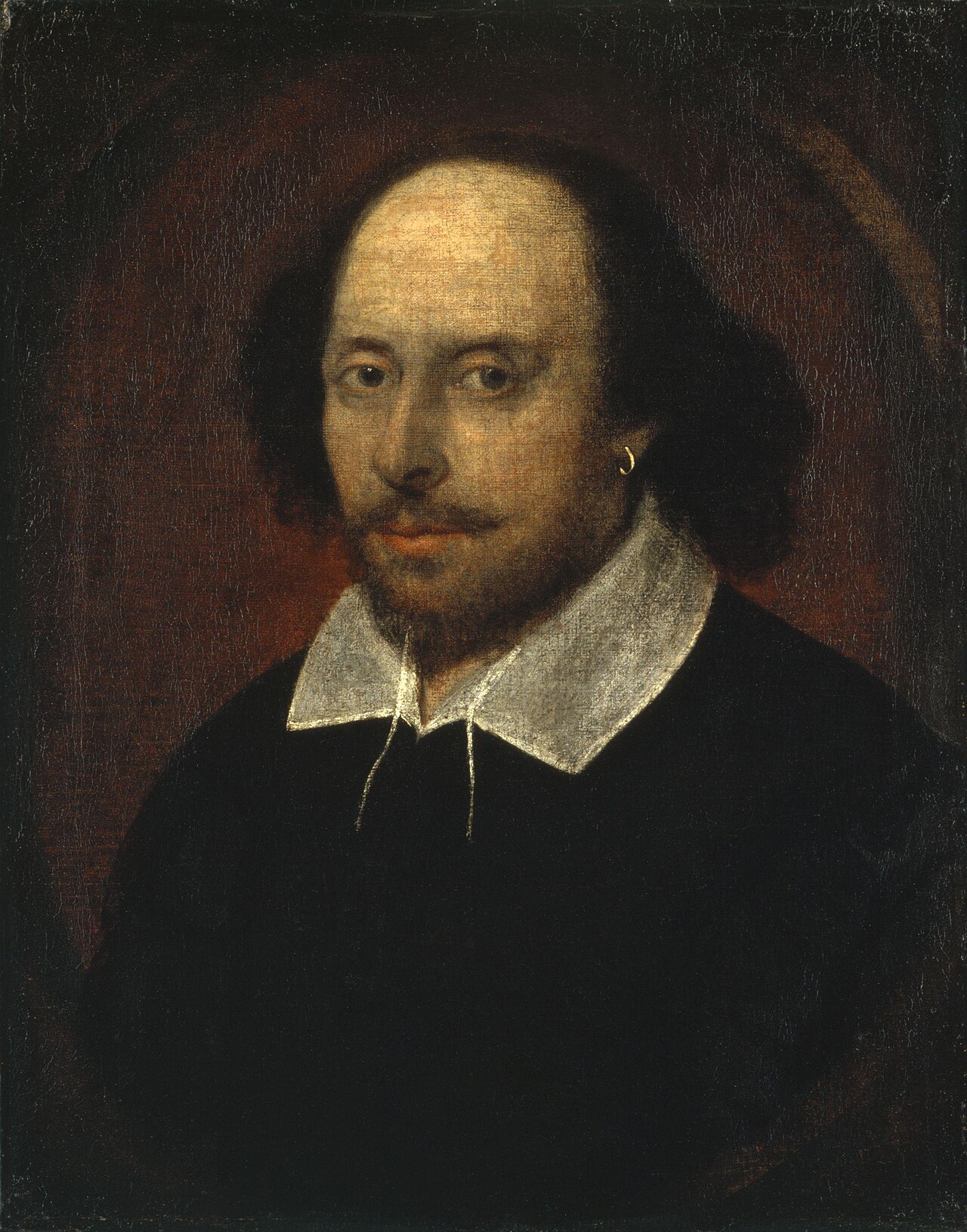 A famous painted portrait of William Shakespeare.