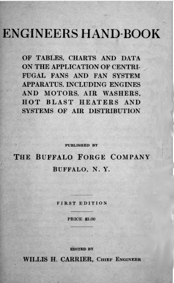 The front page of an engineering book edited by Willis Carrier.
