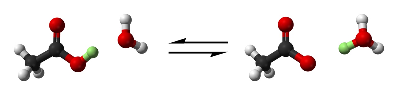A model shows an acid mixing with water and changing.