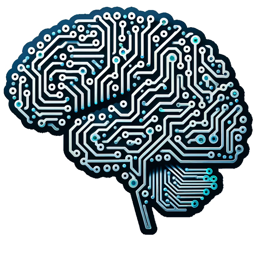 A human brain drawn from colorful computer circuit boards.