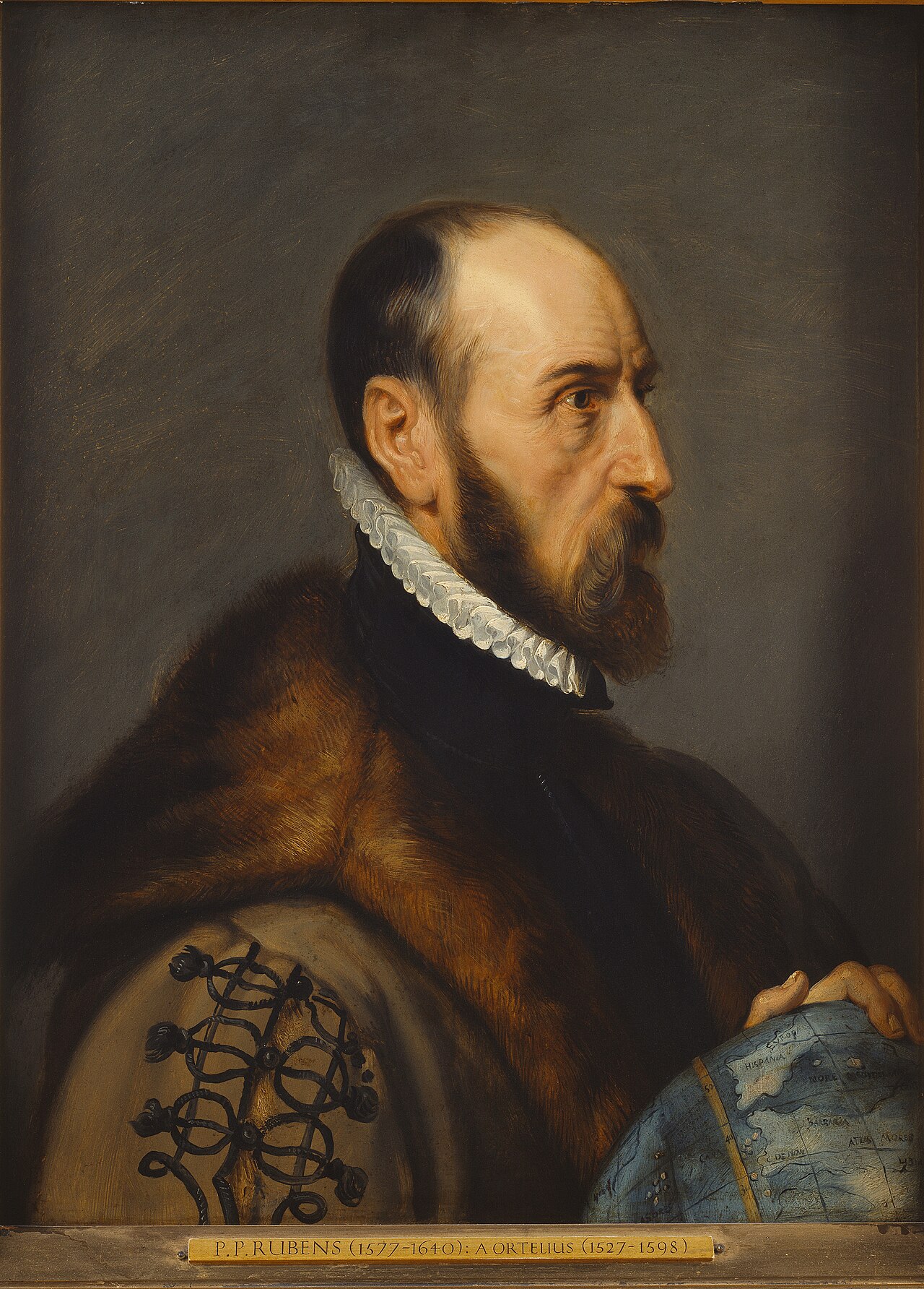 A painting of Abraham Ortelius, an old mapmaker from long ago.
