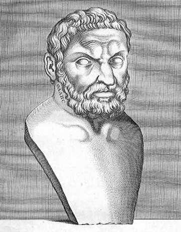 An old drawing of Thales, a wise thinker from ancient Greece.