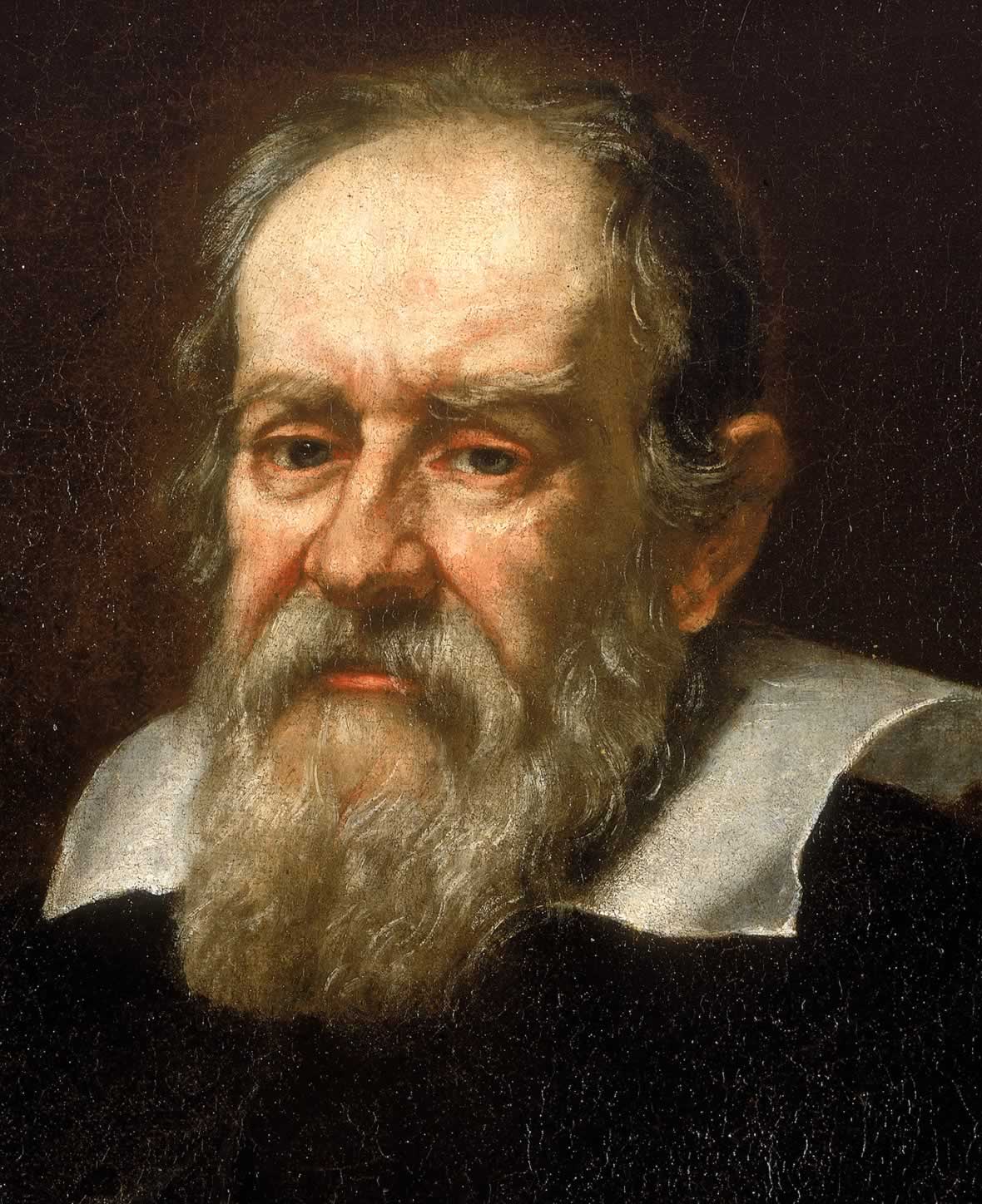 A painted portrait of Galileo, the scientist who first saw Saturn's rings.