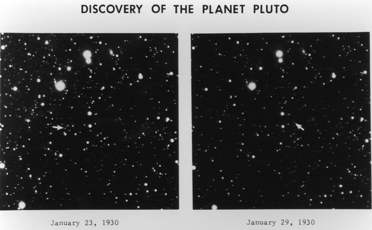 The very first telescope photos that helped scientists discover Pluto in 1930.