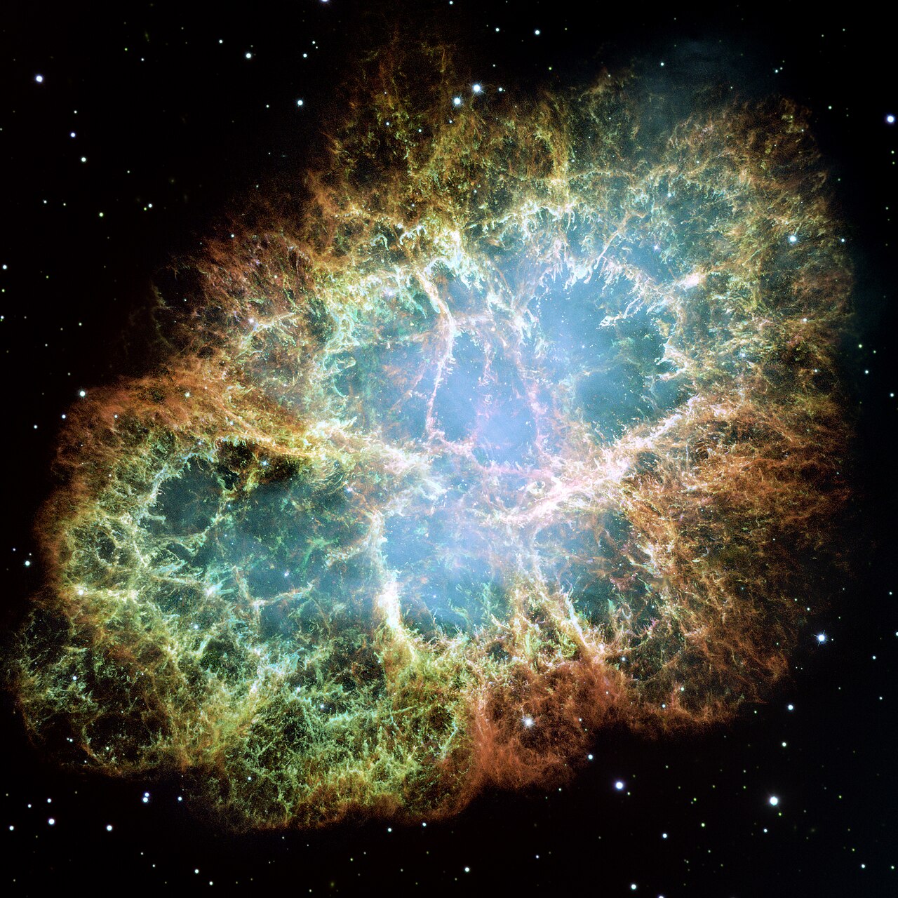 The colorful leftover cloud from a star that blew up long ago.