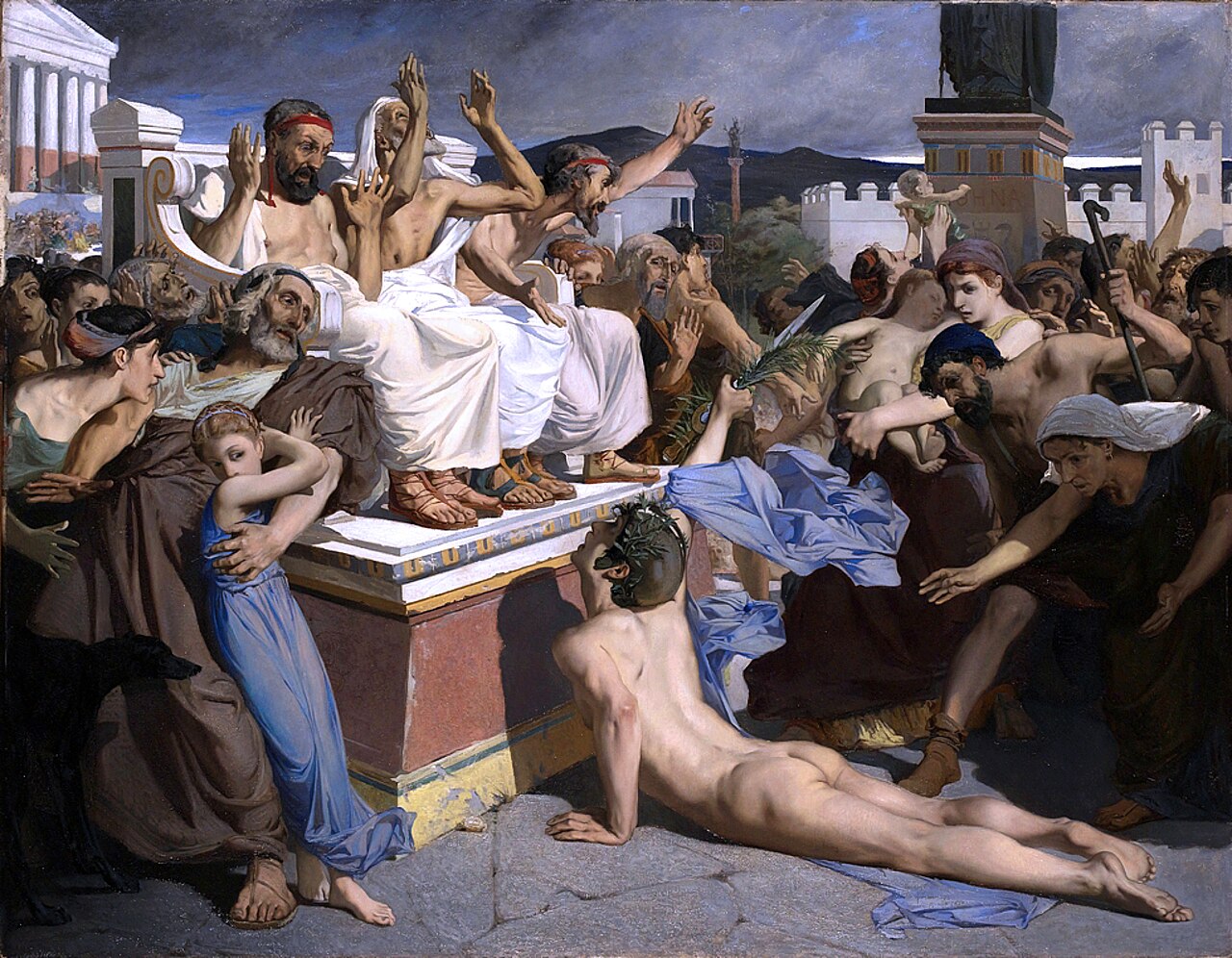 A painting of the ancient runner whose long run started the marathon.