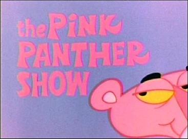 The Pink Panther sneaks around in his cool cartoon world.
